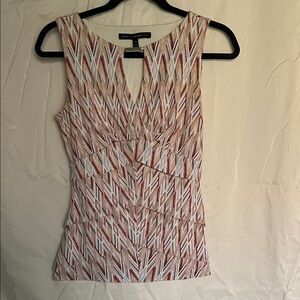 White House Black Market Patterned Tank Top - Rust and White